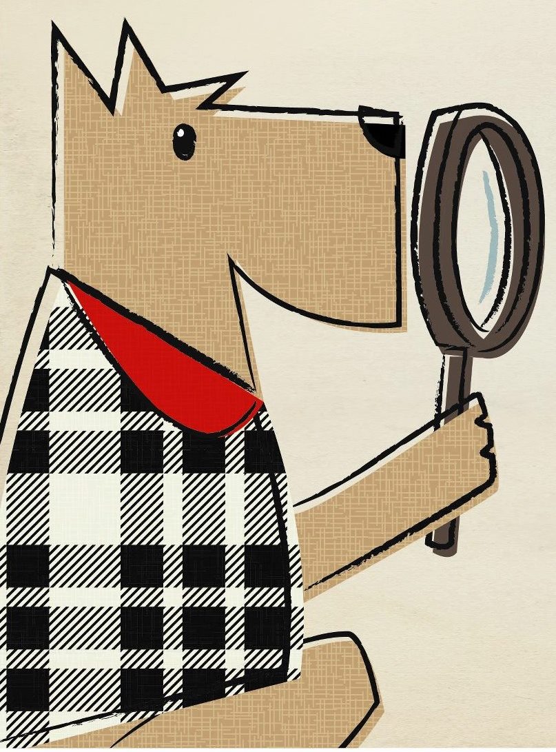 dog with magnifying glass
